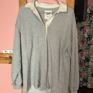 Aerie Heather Gray Sweatshirt with White Trim